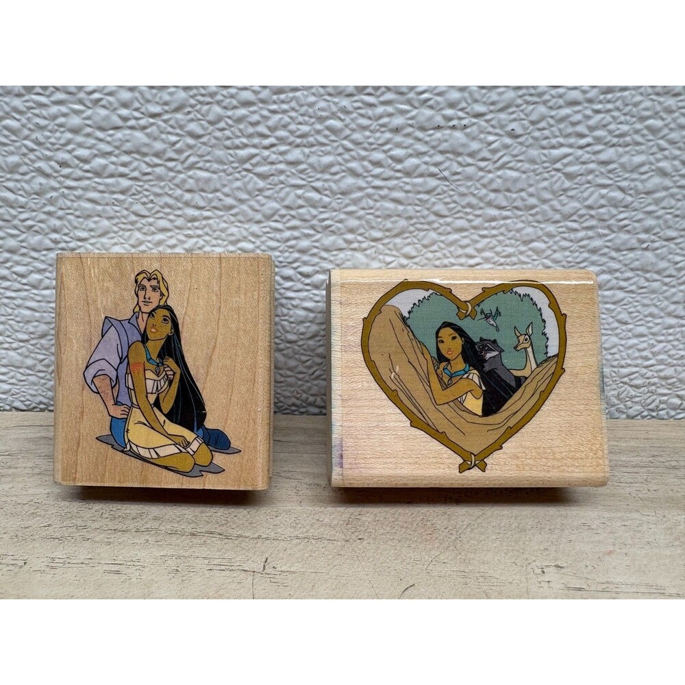 Set Of 2 Rubber Stampede Wood Mounted Rubber Stamps Pocahontas John Smith